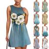 Women's Summer Dress Casual Sleeveless Round Neck Classic Print Vest Sundress