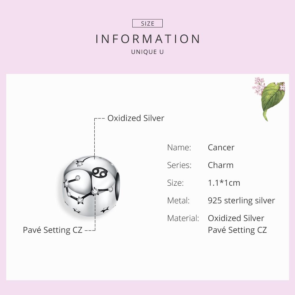 WOSTU 12 Constellation Aries Beads 925 Sterling Silver CZ Charm Fit Original DIY Bracelet Beads