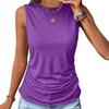 Women's Knitted Plus Size Sleeveless Round Neck Tank Top - Slim Fit with Side Pleats