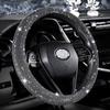 Rhinestones Car Steering Wheel Cover With Crystal Diamond Sparkling Car Suv Steering Wheel Protector Fit 14 1/2-15 Inch Vehicle