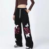 American Graffiti Butterfly Sweatpants: Korean Jazz Street Dance - Women's High-Design Spring/Summer Casual Wear