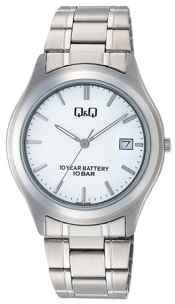 Watch Analog 10 Year Battery Life Waterproof Date Metal Band White [Citizen Q&Q] W476-201 Men's