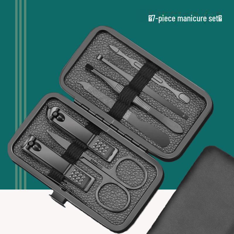 18-Piece Portable Black Stainless Steel Nail Clipper Set