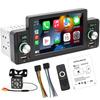 1 Din Apple CarPlay Android Auto Stereo Media Receiver 5" Touch Screen Car Radio,