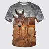 Summer 3D Animal Donkey Graphic T Shirts Men Fashion Casual Personality Printed Hip Hop Street Style Round Neck Short Sleeve