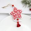 Christmas Wooden Ornaments Red White Heart Bell Star Shaped Hanging Ornament with Bells for Tree Mantel Stair Rail Holiday Decor