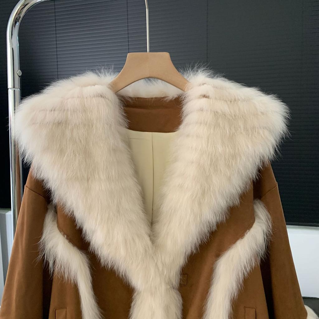 Winter New Style Fox Fur Large Fur Collar Goose Down Fashionable Slim Young Fur Coat Fur Jacket for Women