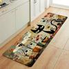 1Pcs Anti Fatigue Kitchen Rugs,Floral Black Cat Print Waterproof Non-Slip Thick Cushioned Kitchen Mat Heavy Duty Comfort Standing Mat for Kitchen