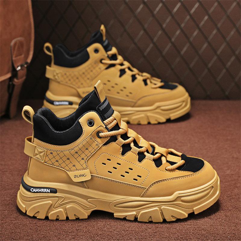 Martin Boots Men's Autumn 2024 New Mountaineering Tooling Medium-top Short Boots Autumn and Winter Casual High-top Wear-resistant Labor Insur