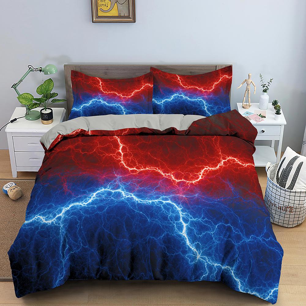 Thunder and Lightning Duvet Cover Set Cloud Natural Disaster Landscape Bedding Set for Kid Teen Adult Polyester Comforter Cover