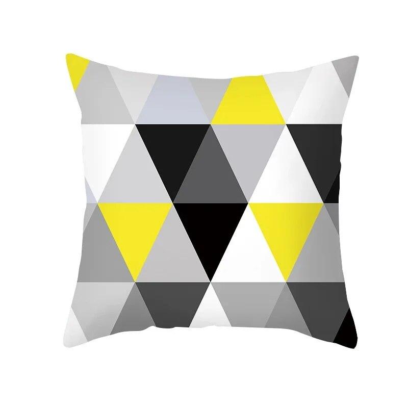 45x45cm Fashion Yellow Geometric Printing Pillowcase Sofa Hotel Office Seat Lumbar Cushion  Cover Home Decoration