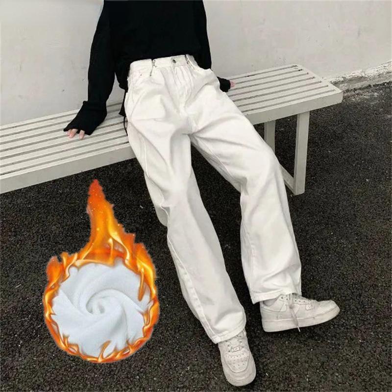 2022 Autumn Winter Fashion Korean Stytle Casual High Street Wide Leg Pant Women Jeans High Waist Harajuku Slouchy Straight Pants