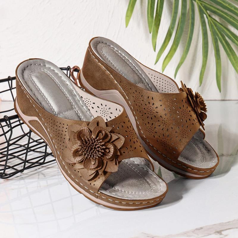 Women Sandals Summer Slippers Ladies Hollow Floral Sandals Wedges Platform Sewing Slides Female Zapatos De Mujer Sandalias