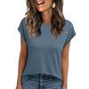 Women Work Casual Fashion Short-sleeved Round Neck Solid Color T-shirt Top