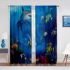 Ocean Underwater World Tulle Voile Curtains Tropical Fishes Shark Coral In The Deep Sea Sheer Curtain for Living Room Bedroom