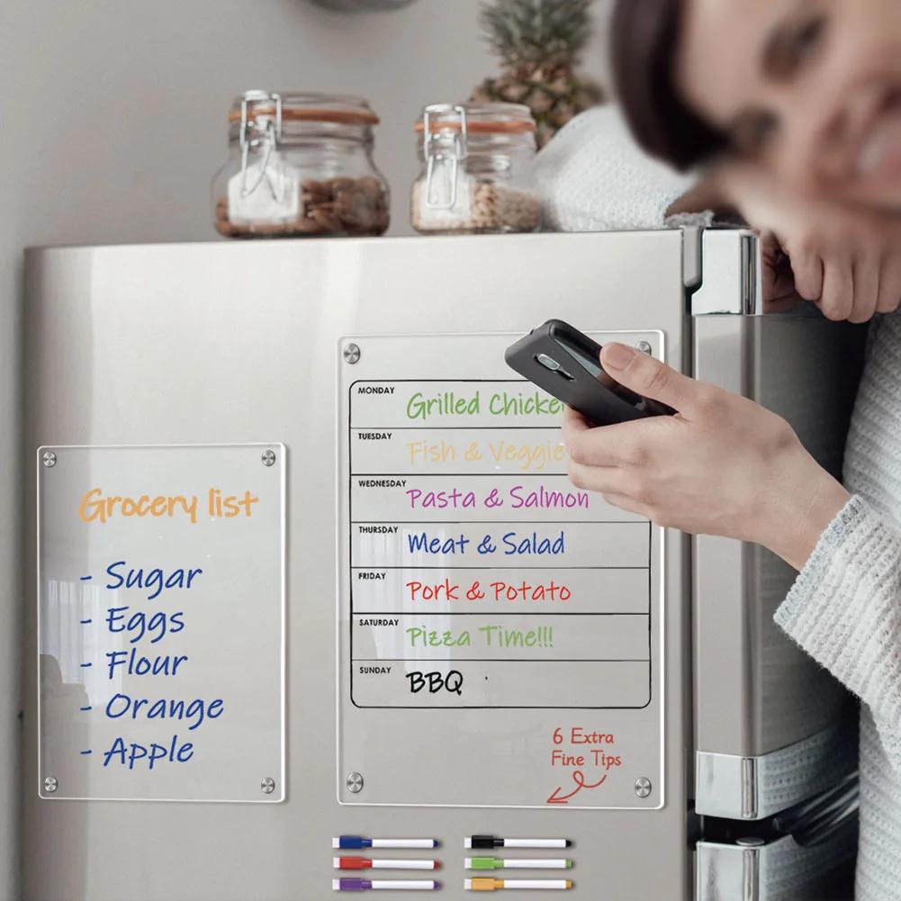 Clear Acrylic Magnetic Calendar Fridge Calendar Message Board Monthly Weekly Calendar Reusable Magnetic Dry Erase Board For Home