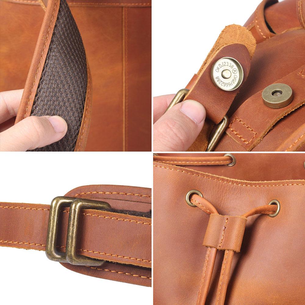 Retro Men's Large Capacity Genuine Leather Cowhide Backpack - Crazy Horse Travel & Motorcycle Bag