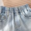 Girls' Denim Shorts Korean Stylish Three-dimensional Love Shorts for Baby Girls and Versatile Lace Summer Casual Pants