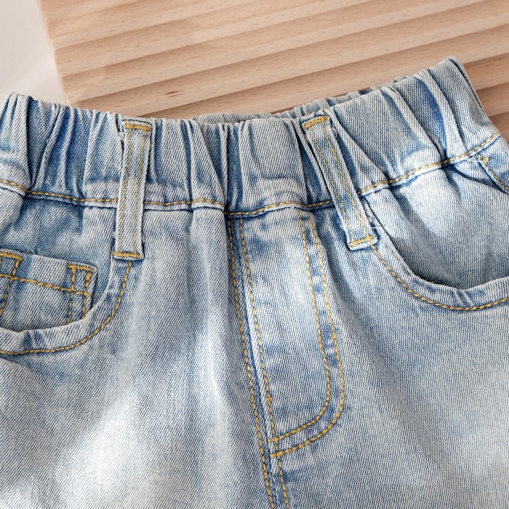 Girls' Denim Shorts Korean Stylish Three-dimensional Love Shorts for Baby Girls and Versatile Lace Summer Casual Pants