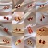 Retro Style Red Drip Glaze Stud Earrings for Women - Unique Early Autumn Niche Design