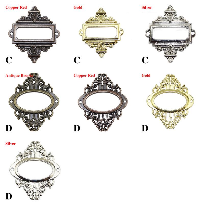 5PCs Name Card Label Frame Card Holder Antique Tags Drawer Pull Label Holder Cabinet File Vintage