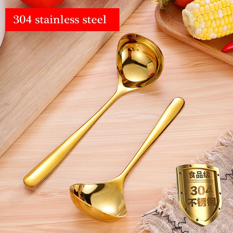 304 Stainless Steel Thicken Long Handle Spoon Home Kitchen Tableware Soup Spoons Ladle Colander Cutlery Cooking Utensils