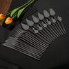24Pcs/Set Dinnerware Stainless Steel Mirror Black Cutlery Set Kitchen Fork Coffee Spoon Knife Tableware Flatware Set