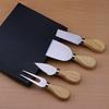 Oak Handle Cheese Knife Set Cheese Pizza Stainless Steel Cheese Knife Gift Box Black