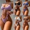 Women's Swimsuit Front Tie Sexy High Waist Bikini Set Side Ties