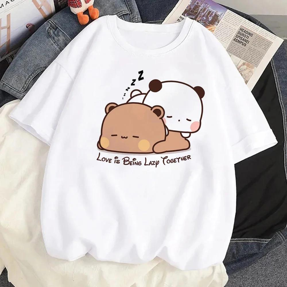 Cute Bear LOVE Unisex T Shirt Women Bubu Dudu Couple Tops Tee Summer Short Sleeve Tshirts Female Korean Casual Girl T-shirt Camisetas