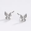 S925 Sterling Silver Earrings Female Butterfly Inlaid Zircon Earrings Fashion Street Fashion