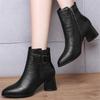 Leather Shoes Women's New Autumn and Winter Mid-heel Small Short Boots Women's Versatile High-heeled Women's Shoes Pointed Martin Boots