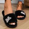 Fashion 2024 New Women's Shoes Open Toe Women's Slippers Autumn Suede Warm Solid Indoor Flat Casual Comfortable Plus Size Slippers