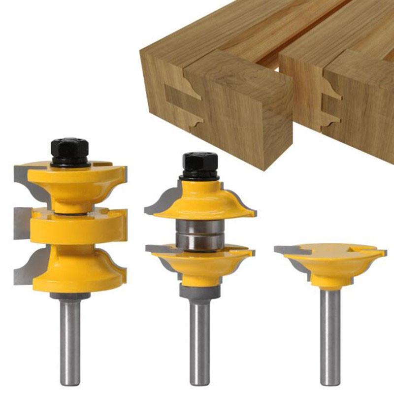 3pcs 8mm 12mm 1/2inch Shank Entry Interior Tenon Door Router Bit Set Ogee Matched R&S Router Bits Carving for Wood