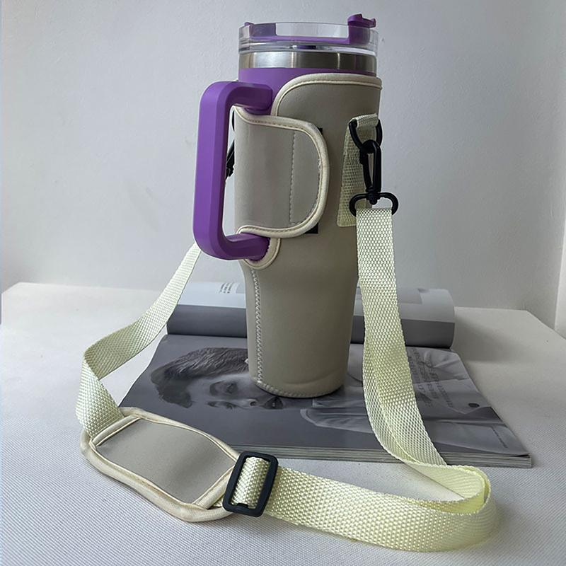 40Oz Water Bottle Carrier Bag Adjustable Shoulder Strap Mug Cups Sleeve Solid Color Bottle Holder For Outdoor Hiking