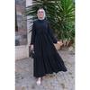 Women's Waist Gathered Hijab Dress Black