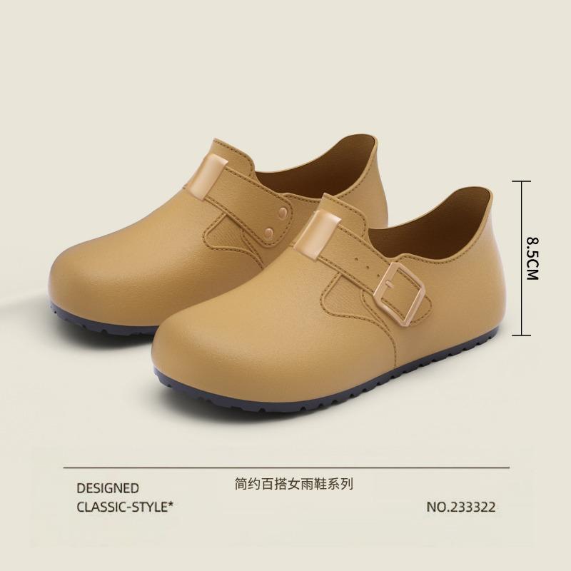 Spring and Summer Flat for Lazy Rubber Shoes Lazy Feeling Women's Rain Shoes Loose Eyes Closed Into Anti-fouling Easy To Wash Attendance Women's Shoes