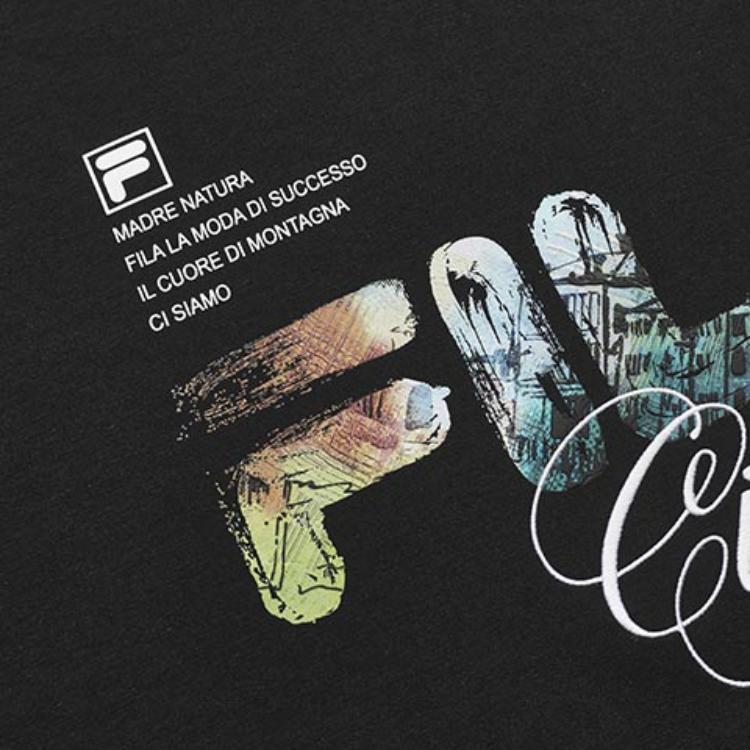 Fila FW22 Letter Print Casual Knit Pullover Sweatshirt Men Sweatshirt Black F11M248206FBK