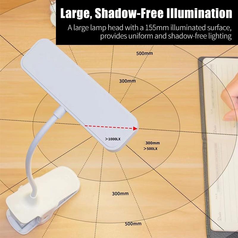 360° Flexible Table Lamp With Clip Stepless Dimming Led Desk Lamp Rechargeable Bedside Night Light For Study Reading Office Work