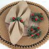 1/4/6pc Handmade Creative Woven Napkin Ring Set - Cross-Border Christmas Collection with Red Berry Pine Needle Wreath Design