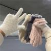 1 Pair Women Winter Riding Gloves Solid Color Thick Velvet Gloves Full Finger Coldproof Warm Gloves Gift