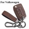 Leather Car Remote Key Case Keychain Cover for VW Volkswagen Passat CC Golf Santana Bora Polo LAVIDA Tayron Tharu Tiguan
