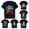 Merry Christmas Buffalo Truck Tree Red Plaid Family Matching T-Shirt Short Sleeve Fashion Oversized Funny Clothes S-6XL