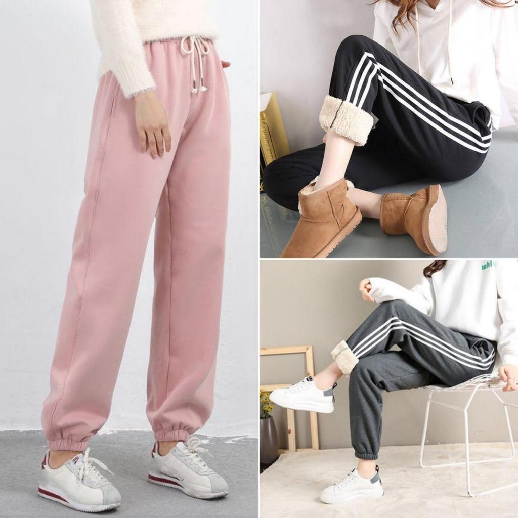 Winter Loose Casual Pants Lambskin Thick Warm Pants Sports Pants Female Students Wear Leggings