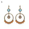 1 Pair Classic Hook Earrings Beads Ethnic Style Tassel Charm