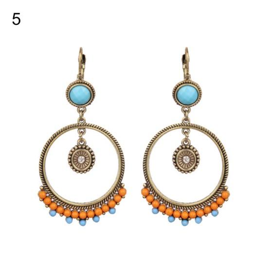 1 Pair Classic Hook Earrings Beads Ethnic Style Tassel Charm
