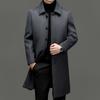 Autumn and Winter Long Cashmere Coat for Middle-aged and Elderly Men Plus Velvet and Thickened Wool Windbreaker Father and Grandfather Woolen Coat