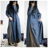 Women Denim Vintage Pullover Dresses O-Neck Long Sleeve Autumn Chinese Style Women A-Line Dress