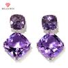 Noble Bridal Earrings For Wedding Geometric Purple Cubic Zirconia High Quality Elegant Women Accessories New Jewelry