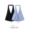 Araltay New Arrival Women's Clothing Fashion Style Fashion All-Match Bowknot Decoration Hanging Collar Open Back Tops 29350